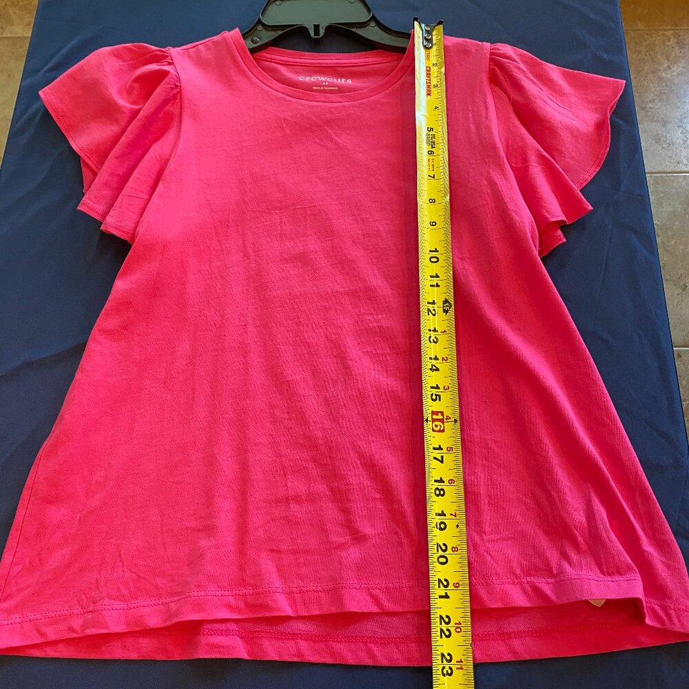 Crewcuts girl’s ruffle sleeve t shirt size XL Hot Pink - Picture 4 of 7
